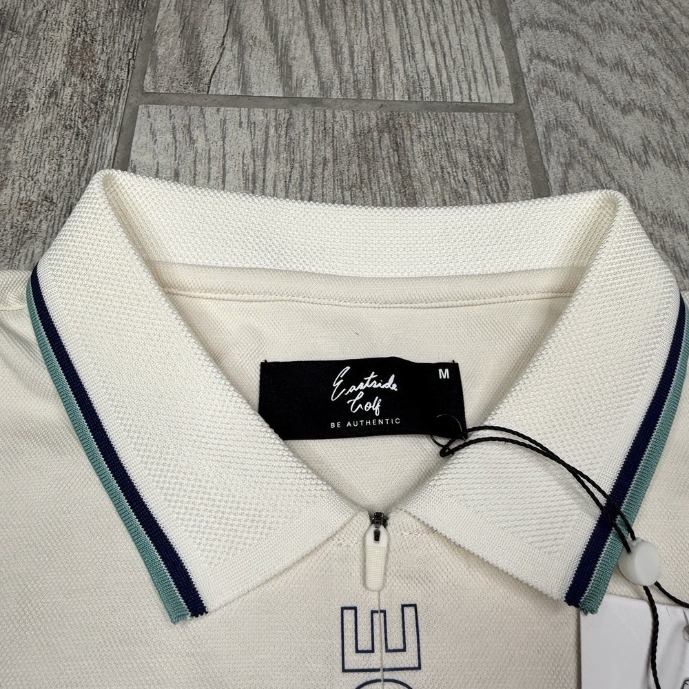 Eastside Golf Polo Zip Shirt Mens Short Sleeve Performance Logo White Tech Sz M - Picture 8 of 11